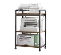 Heavy-Duty Mobile Printer Stand with Locking Wheels 20mm Thick Steel Frame Guardrail Design Multi-Purpose Office Shelf for Home Kitchen and Office (Black 60x30x80cm)