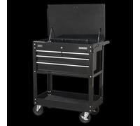 Sealey Heavy-Duty Mobile Tool & Parts Trolley AP850MB 4 Drawers & Lockable Top