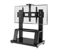 Heavy Duty Mobile TV Stand on Wheels Portable TV Cart for 32-75 Inch LCD LED OLED Flat Screens 500 lbs Capacity Locking Wheels & Tray Included