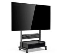 Heavy Duty Mobile TV Stand Rolling TV Cart, Portable Floor, On Wheels With Pegboard & Wooden Shelf(Black/B)