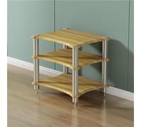 Heavy Duty Modern HiFi Audio Rack - 1/2/3/4 Layer Media Stand for Stereo Components Stainless Steel Cabinet Available in Black White Wood Teak (H-62cm/24.4in)