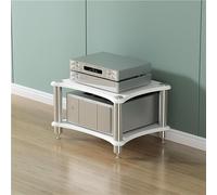 Heavy-Duty Modern HiFi Audio Rack - Stainless Steel Media Stand for Stereo Components 1/2/3/4 Layer Cabinet in Black/White/Wood/Teak (H-40cm/15.7in)