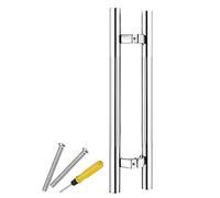 Heavy Duty Modern Push Pull Bar Handle Double Sided Swing Door Handle for Interior & Shower Glass Sliding Doors 60cm/24inch Silver Finish