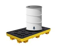 Heavy-Duty Modular Oil Spill Containment Tray - Drum Spill Pallet with Grating, Leak-Proof Platform for Oil Tan, Ideal for Industrial Use (120x60x18cm)