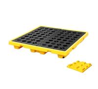Heavy-Duty Modular Spill Containment Platform with Grating - Anti-Leak Spill Tray for Safe Liquid Storage, 128x128x17cm, Ideal for Industrial Use