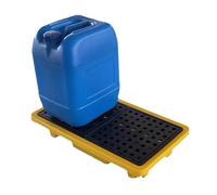 Heavy-Duty Modular Spill Containment Tray with Drain, Anti-Slip Grid Pads for Safe Drum Sto & Liquid ment, & Easy to Clean, Ideal for Industrial Workplaces (Black)