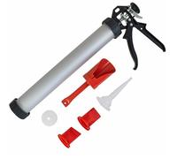Heavy Duty Mortar & Grouting Gun Kit - Professional Pointing Applicator Tool for Brick, Tile, Cement, Wall & Floor - 15" Aluminium Tube, Ratchet Handle, Scoop, Nozzles, Plunger - DIY & Trade Use