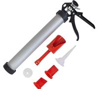 Heavy Duty Mortar Pointing & Grouting Gun Kit - Dual-Function 380mm Applicator with Ratchet Handle, Nozzles & Spare Plunger - Ideal for Tile, Brickwork, Patio & Wall Joints