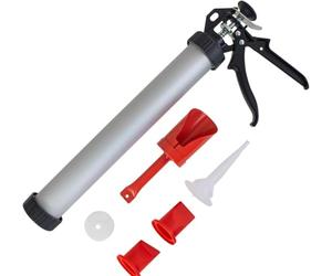 Heavy Duty Mortar Pointing & Grouting Gun Kit - Dual-Function 380mm Applicator with Ratchet Handle, Nozzles & Spare Plunger - Ideal for Tile, Brickwork, Patio & Wall Joints