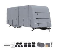 Heavy Duty Motorhome Cover 8.3-9.1m | 27-30FT RV Cover for Travel Trailers, Caravan & Camper | 4-Ply Breathable, Windproof, Anti-UV Protection | Includes Step Cover, Straps & Accessories