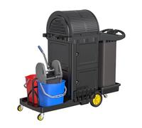 Heavy Duty Movable Cleaning Trolley - Thickened Plastic Laundry Sorting Cart with Rollers 3-Tier Housekeeping Service Cart for Efficient Cleaning and nization