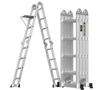 Heavy Duty Multi Purpos Ladder for Indoor Outdoor Works Home Warehouse Garage 15.5Ft/4.7M Scaffold Ladder with Safety Locking Hinge, One Tool Tray, 2 Stabilizers, 330lbs Capacity