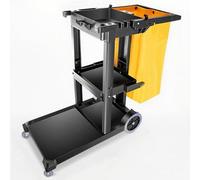 Heavy Duty Multifunctional Janitorial Trolley with Wheels - Commercial Cleaning Supplies Organizer Cart for Hotels, Restaurants, Schools, and Malls - Durable Housekeeping Caddy