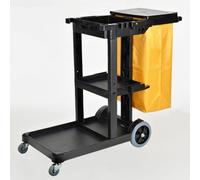 Heavy Duty Multifunctional Janitorial Trolley with Wheels - Commercial Cleaning Supplies Organizer Cart for School, Hotel, Restaurant, Mall - Durable Housekeeping Caddy