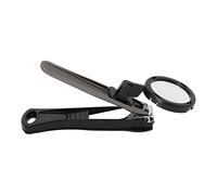 Heavy Duty Nail Clipper with Removable Magnifying Glass for Seniors - Portable Cutter for Fingernails & Toenails, Black Alloy & ABS (Black)