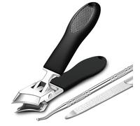 Heavy Duty Nail Clippers for Thick Nails - Professional Stainless Steel Fingernail Toenail Clipper Trimmers with Wide Jaw Opening Anti-Splash Slanted Upgraded Ingrown Nail Clipper for Men Women (3pcs)