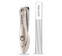 Heavy Duty Nail Clippers Set of 2 with Catcher, Wide Jaw Ultra Sharp Edge Fingernail & Toenail Clippers for Thick Nails, Includes Nail Files, Complete Nail Kit by Owluxe for Men and Women