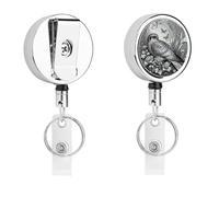 Heavy Duty Nightjar Dusty Miller Badge Reel with 360° Swivel Alligator Clip & 24" Retractable Nylon Cord Lightweight Name Badge Holder for Nurse Teacher Office Worker Id Card Decor