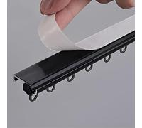 Heavy Duty No-Drill Ceiling Curtain Track System Self-Adhesive Sliding Rail for Smooth Walls Perfect for RV Bathroom & Home Use - Black 2.29FT/70CM