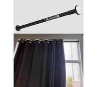 Heavy Duty No Drill Tension Rod Holder - Extendable Curtain Rods for Windows & Wardrobe, Spring Loaded Design, Black & White, Sturdy Bracket Pole (Black 410)