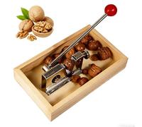 Heavy Duty Nut Cracker Tool, for Pecans, Walnuts & Macadamia | Stainless Steel Lever Cracker with Wooden Base & Collection Tray | Adjustable Nutcracker for All Hard Shells