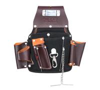 Heavy Duty Nylon and Leather Electrician Tool Pouch - Professional Multi-Pocket Tool Belt Pouch with Tape Holder, Hammer Loop - Durable Organizer for Electricians, Contractors & Construction