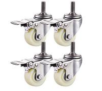 Heavy-Duty Nylon Casters with Brake, Swivel Wheels for Furniture, 400KG Load Capacity, Fits M8/M10/M12 Bolts, 50mm Size, 2 Brakes & 2 Non-Brakes