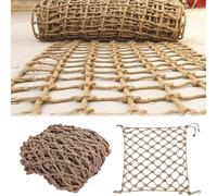 Heavy Duty Nylon Hemp Rope Netting for Outdoor Playgrounds, Treehouses, Cargo Trucks, Trailers - Durable Climbing Safety Mesh (7x26FT)