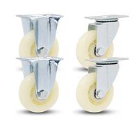 Heavy Duty Nylon Industrial Wheels - 360° No Noise Swivel Plate Casters Replacement Wheels for Carts & Workbench Trolleys Pack of 4 Universal Fit 125mm White