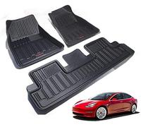 Heavy Duty Odourless Rubber Car Floor Mats for Tesla Model 3 2017-2020, All Weather Waterproof Floor Liners 3D Full Cover Floor Mats Carpet, Largest Coverage