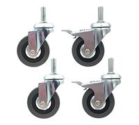 Heavy Duty Office Casters 75mm Rubber Replacement Wheels with 30mm Stem Swivel Rollers for Fur Load Capacity 120kg & Sturdy Design