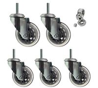 Heavy Duty Office Chair Caster Wheels - 3" Soft Rubber Rollers Universal Stem Set of 5 Protects Hardwood & Carpet Floors Supports Up to 550 lbs Weight Capacity