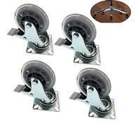 Heavy Duty Office Chair Wheels - 3in Rubber Casters with Mounting Plate, Smooth & Noise-Free Replacement for Desk Chair Mat (Brake, 4pcs)
