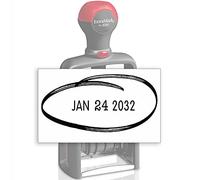 Heavy Duty Office Date Stamp - Brush Stroke Design - Self Inking Dater - Black Ink Color