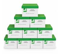 Heavy Duty Office Storage Boxes with Lid and Handles Stackable Green Pack of 10