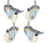 Heavy-Duty Office Wheels 50mm Nylon Swivel Cs M12 with Brake Industrial Furniture & Workbench Rollers 4-Pack (2 Swivel + 2 Brake 75mm)