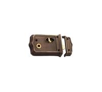 Heavy Duty Old Victorian Style Iron Rim Latch Lock Snib in Pewter Finish - Traditional Lock Security for Interior Bathroom Bedroom Door Gates