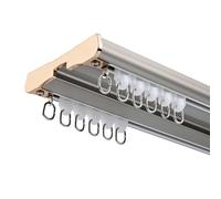 Heavy-Duty One-Piece Curtain Track with Silent Pulleys, Double Track Ceiling Mount for Room Divider, Ideal for Living Room & Bedroom, 5.4m (17.7ft), 4 Colors Available (Gray)