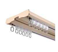 Heavy-Duty One-Piece Curtain Track with Silent Pulleys Double Track Ceiling Mount Room Divider Rods for Living Room & Bedroom - 3.9m (12.8ft) in Gold 4 Colors Available