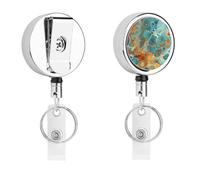 Heavy Duty Orange and Turquoise Badge Reel with 360° Swivel Alligator Clip & 24" Retractable Nylon Cord Lightweight Name Badge Holder for Nurse Teacher Office Worker Id Card Decor