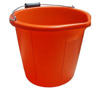 Heavy Duty Orange Builders Bucket 14 Litre - 3 Gallon Capacity Plastic Bucket with Built-In Spout, Durable Car Wash Bucket, Multifunctional with Metal Handle, Perfect for Commercial Use High Visibilty
