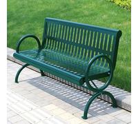 Heavy-Duty Outdoor Bench with Backrest & Armrests - Powder Coated Cast Iron Steel Frame All-Weather Resistant for Garden Patio Lawn Porch Balcony Backyard Seating