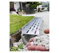 Heavy Duty Outdoor Channel Drain Pipe System for Yard, Patio & Sidewalk - Commercial Rain Gutter with Metal Grate (100x20x15cm) for Effective Drainage