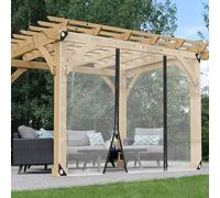 Heavy Duty Outdoor Curtains with Zip Door Clear PVC Tarpaulin for Pergola Patio Gazebo Porch - Customizable Size 2.8x2m (9.18x6.56ft) - Weatherproof Side Panels