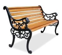 Heavy-Duty Outdoor Garden Bench with Armrests & Backrest, Weather-Resistant Cast Iron Frame & Solid Wood Slats, Perfect for Patio, Lawn, Backyard & Porch Seating