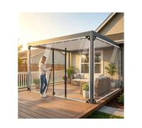 Heavy-Duty Outdoor Gazebo With Clear Transparent Pvc Side Walls Metal Frame Patio Canopy Enclosure Waterproof Sun Shelter(H1.6xW6m/H5.2xW19.6ft)