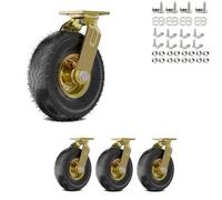Heavy Duty -Outdoor Industrial Wheels,8-10in Ball Bearing Plate Swivel Castors,Durable & Quiet & Sturdy,Swivel Caster Wheels(10 inch)