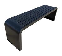 Heavy-Duty Outdoor Patio Bench Weatherproof Metal Lounge Chair Galvanized Steel Pipe 660lbs Capacity Slatted Seat for Garden Pool Yard Porch (Black 47in)