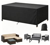 Heavy Duty Outdoor Patio Furniture Covers 360x240x75cm/LxWxH, Rectangular | 420D Oxford Fabric, Outdoor Dust Covers for Patio Table & Chair Set, Waterproof Lawn Furniture Sofa Cover weatherproof