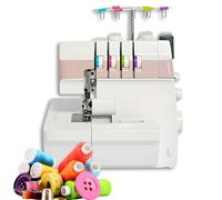 Heavy-Duty Overlock Sewing Machine, Coverstitch Serger with 2-3-4 Stitch Capability, Trim Trap, Snap-on Presser Feet for Beginners and Professionals pink